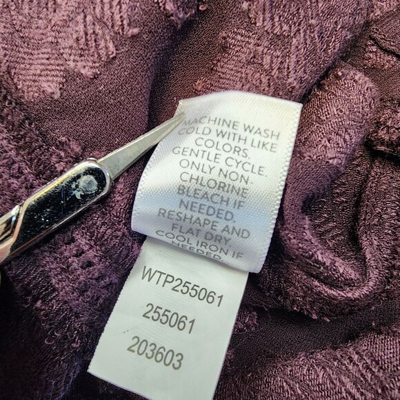 J Jill Top Womens Medium Purple Ventana Jacquard Popover Blouse Casual Boho Chic - Picture 15 of 15